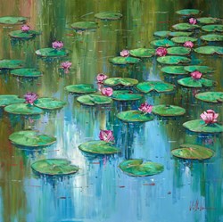 Estanque Pintoresco IV by Villalba - Original Painting on Box Canvas sized 39x39 inches. Available from Whitewall Galleries